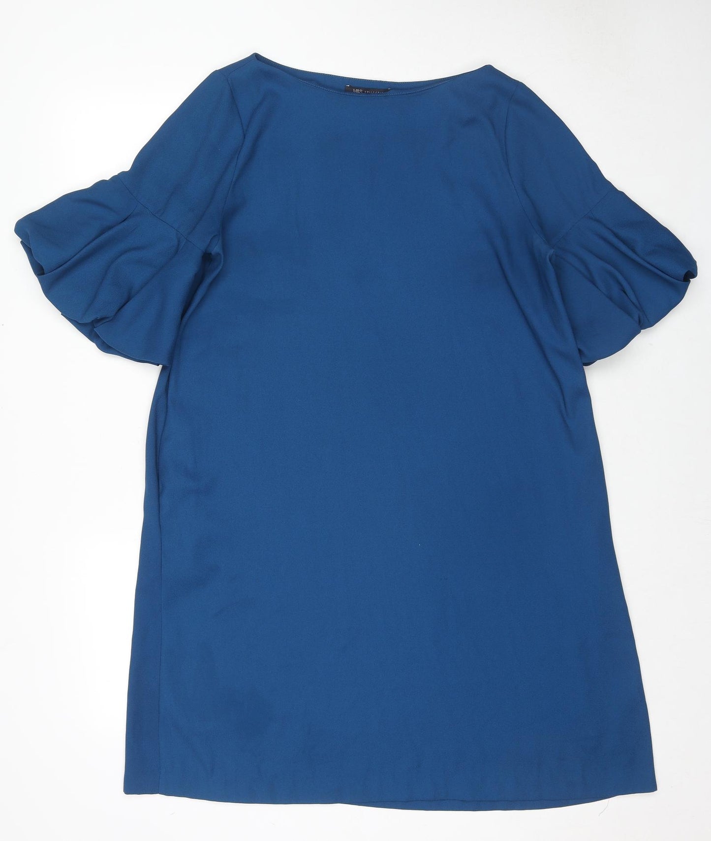 Marks and Spencer Womens Blue Polyester A-Line Size 14 Round Neck Pullover