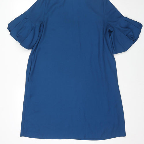 Marks and Spencer Womens Blue Polyester A-Line Size 14 Round Neck Pullover