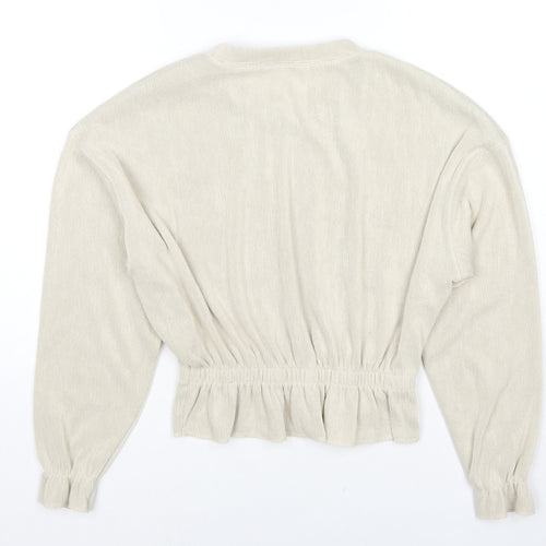 Zara Womens Beige Round Neck Polyester Pullover Jumper Size S