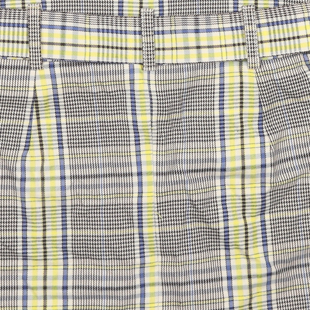 Bershka Womens Multicoloured Plaid Polyester A-Line Skirt Size S Zip