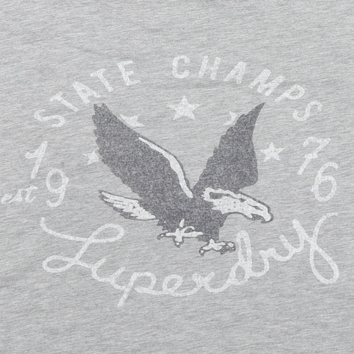 Superdry Womens Grey Cotton Basic T-Shirt Size 12 Round Neck - Eagle