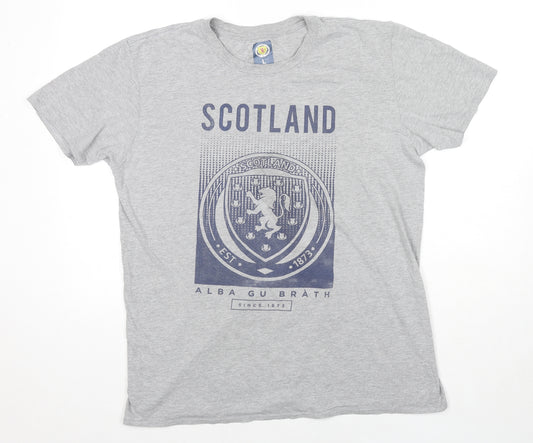 Scotland Mens Grey Cotton T-Shirt Size L Round Neck - Scotland Football National Team, Alba Gu Brath