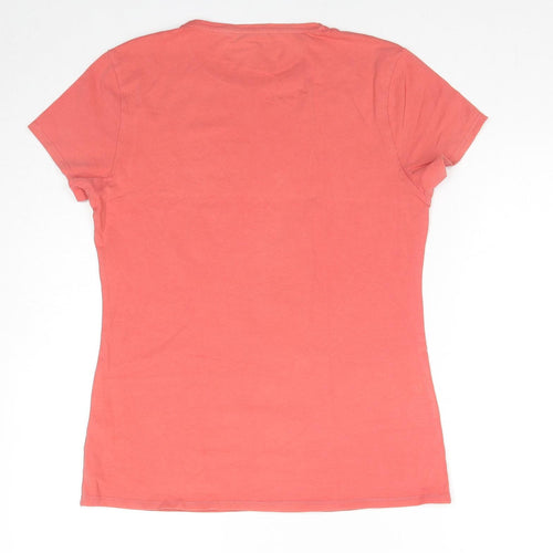 Marks and Spencer Womens Red Cotton Basic T-Shirt Size 12 Crew Neck