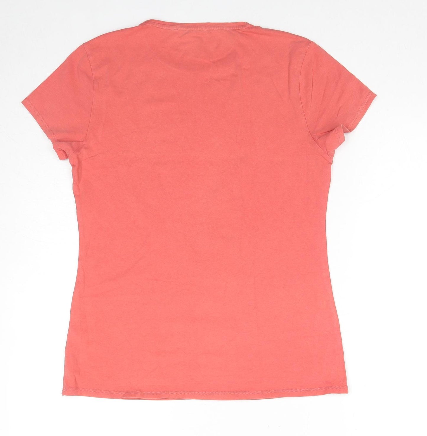 Marks and Spencer Womens Red Cotton Basic T-Shirt Size 12 Crew Neck