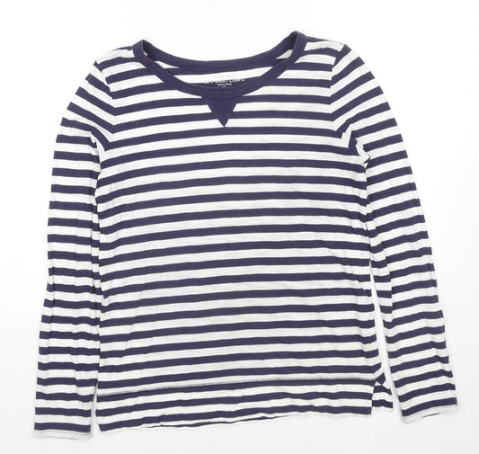 Gap Womens Blue Striped Cotton Basic T-Shirt Size S Round Neck