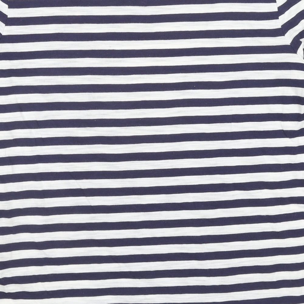 Gap Womens Blue Striped Cotton Basic T-Shirt Size S Round Neck