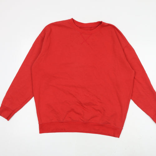 New Look Mens Red Cotton Pullover Sweatshirt Size M
