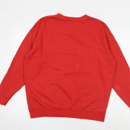 New Look Mens Red Cotton Pullover Sweatshirt Size M