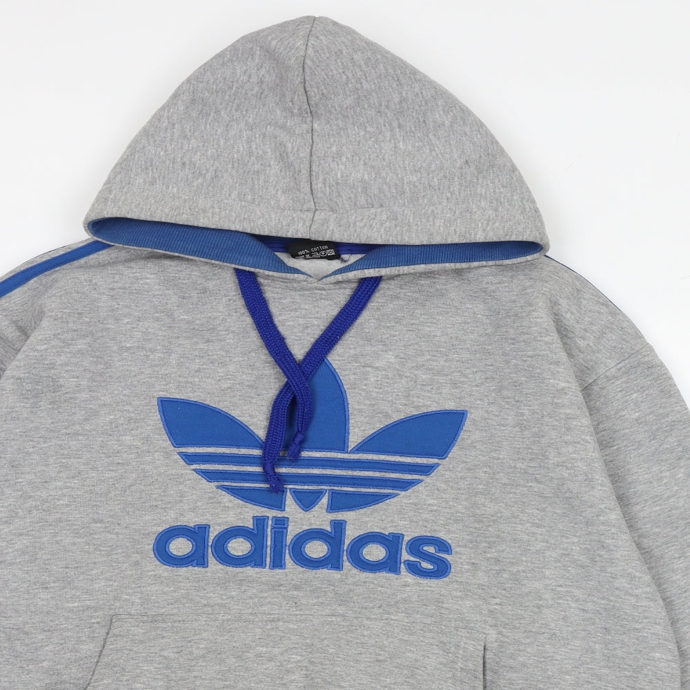 adidas Mens Grey Cotton Pullover Hoodie Size XL