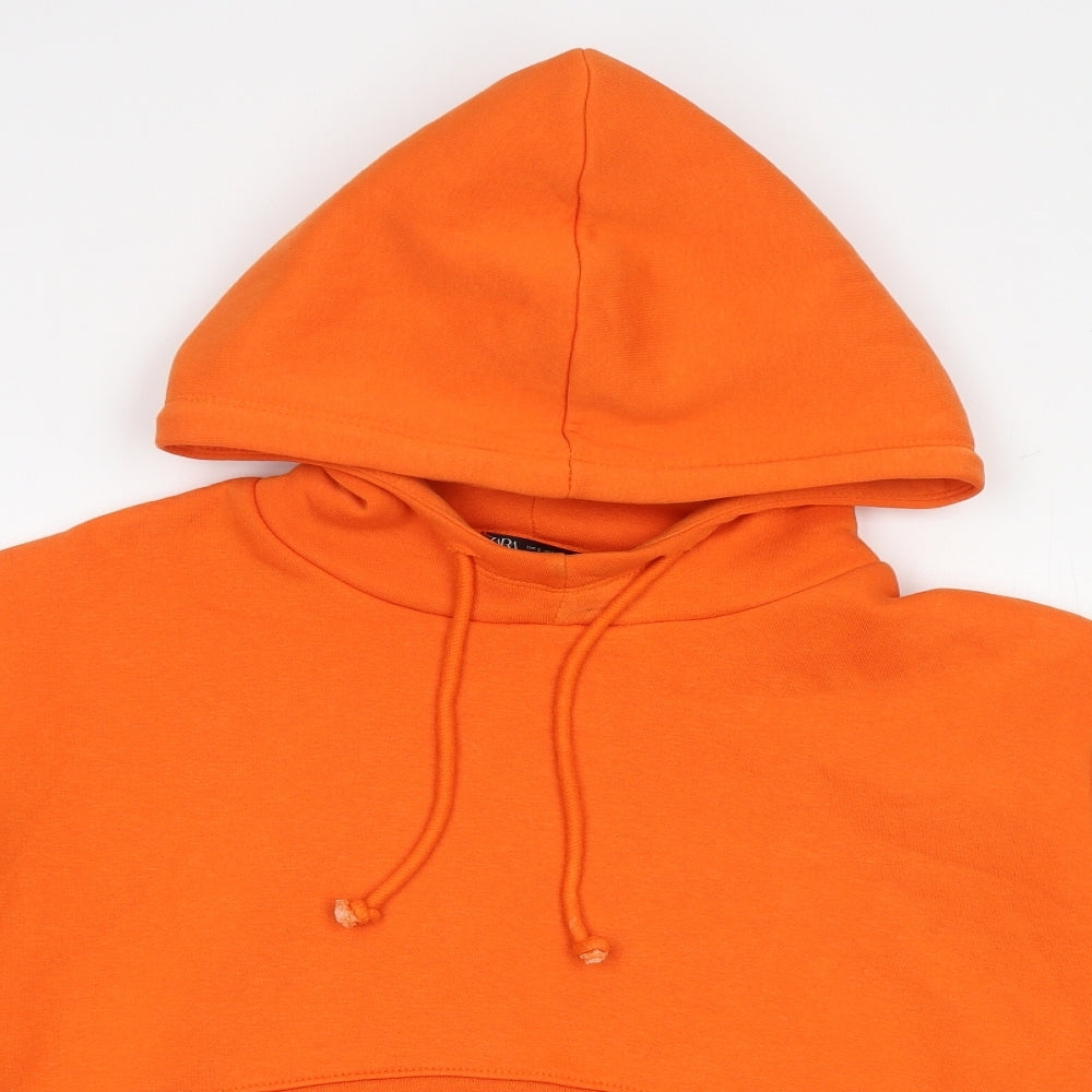 Zara Womens Orange Cotton Pullover Hoodie Size S Pullover