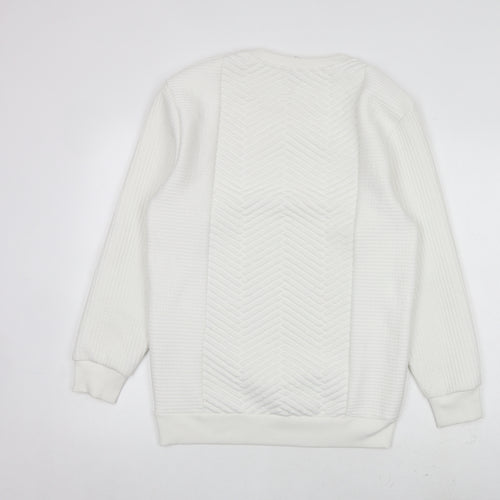 Zara Mens White Polyester Pullover Sweatshirt Size M