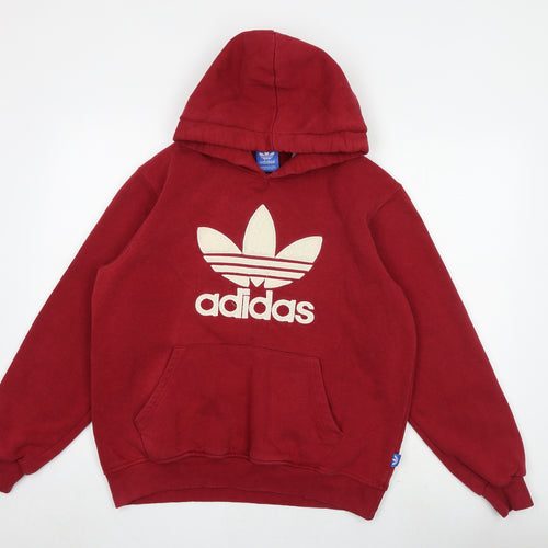 adidas Mens Red Cotton Pullover Hoodie Size XL