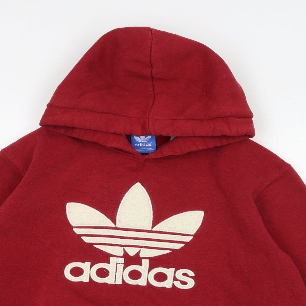 adidas Mens Red Cotton Pullover Hoodie Size XL