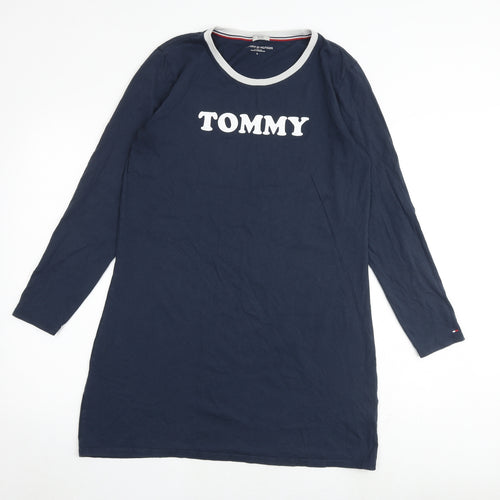 Tommy Hilfiger Womens Blue 100% Cotton A-Line Size L Round Neck Pullover - Tommy