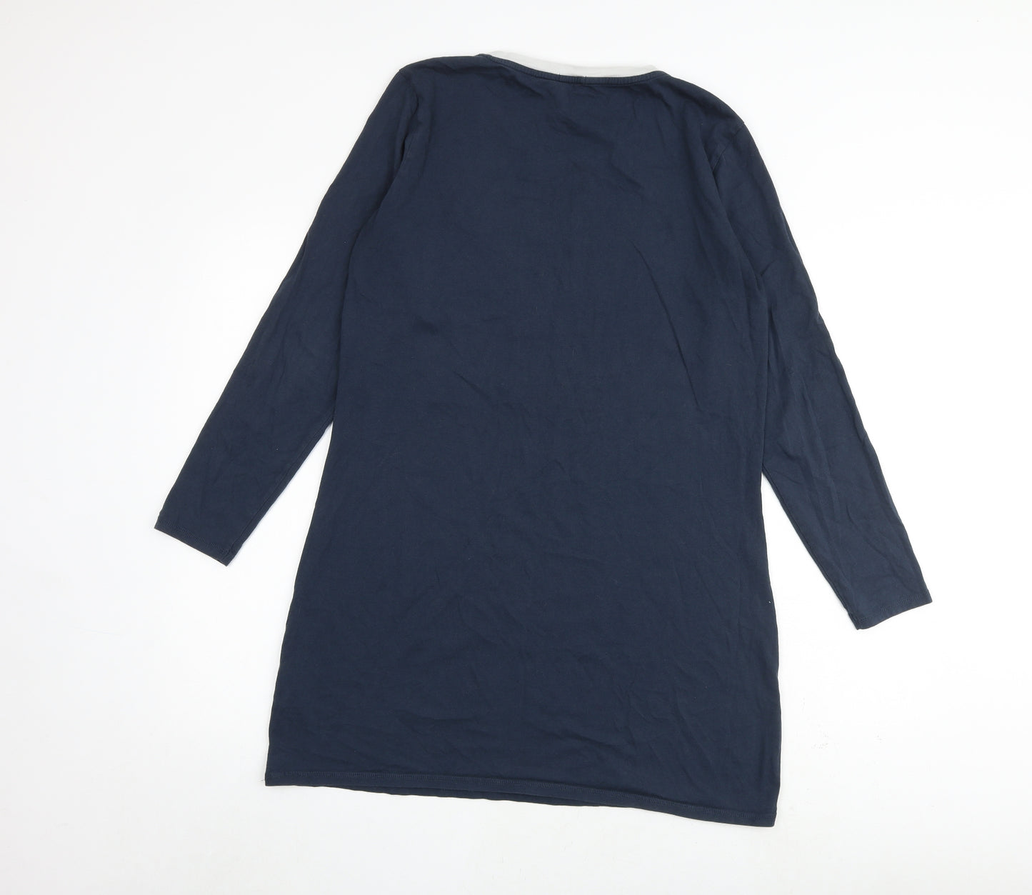 Tommy Hilfiger Womens Blue 100% Cotton A-Line Size L Round Neck Pullover - Tommy