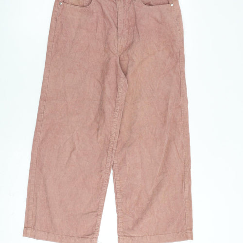 Denim & Co. Womens Pink Cotton Trousers Size 8 L23 in Regular Zip - Button Pockets