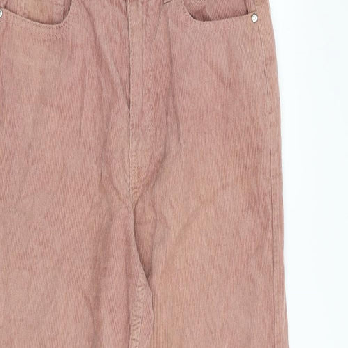 Denim & Co. Womens Pink Cotton Trousers Size 8 L23 in Regular Zip - Button Pockets