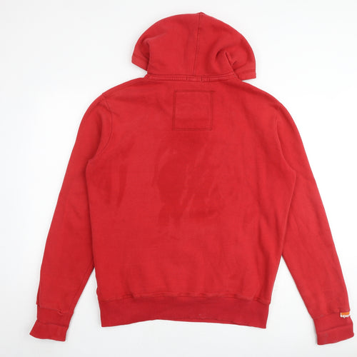 Superdry Mens Red Cotton Pullover Hoodie Size L
