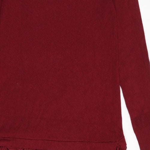 White Stuff Womens Red Viscose Jumper Dress Size 12 Round Neck Pullover - Crochet Detail