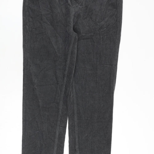 Marks and Spencer Womens Grey Cotton Trousers Size 16 L31 in Regular Zip
