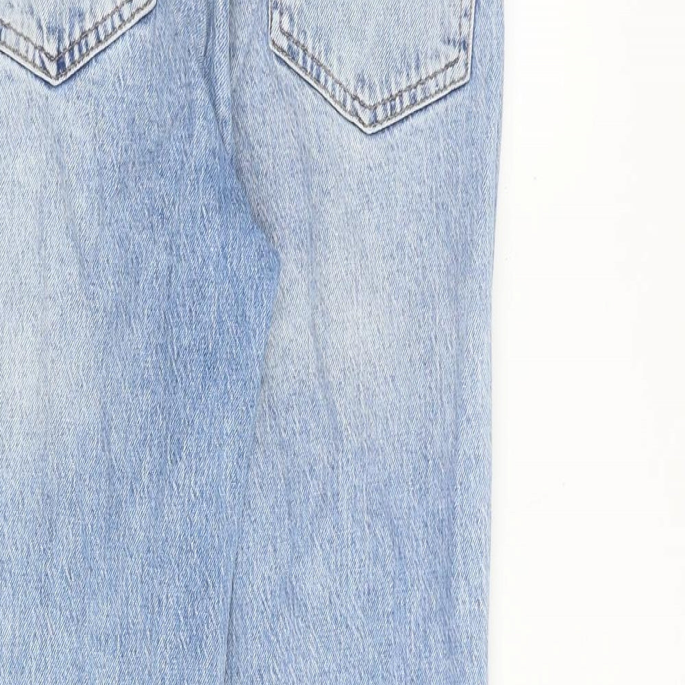 Zara Womens Blue Cotton Straight Jeans Size 10 L29 in Regular Zip