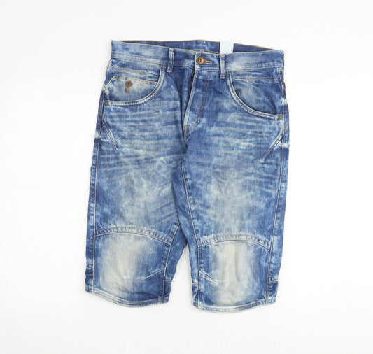 H&M Mens Blue Cotton Bermuda Shorts Size 32 in L16 in Regular Zip