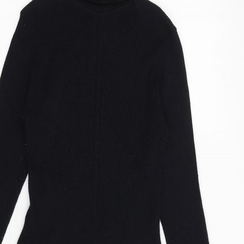 Michelle Keegan Womens Black Viscose A-Line Size 10 Roll Neck Pullover