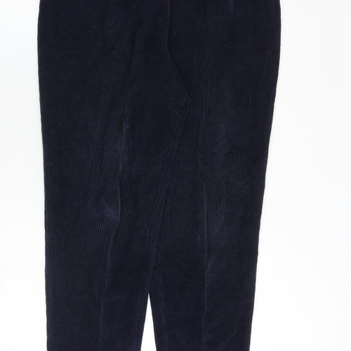 Marks and Spencer Womens Blue Cotton Trousers Size 16 L29 in Regular Zip - Foot Stirrups