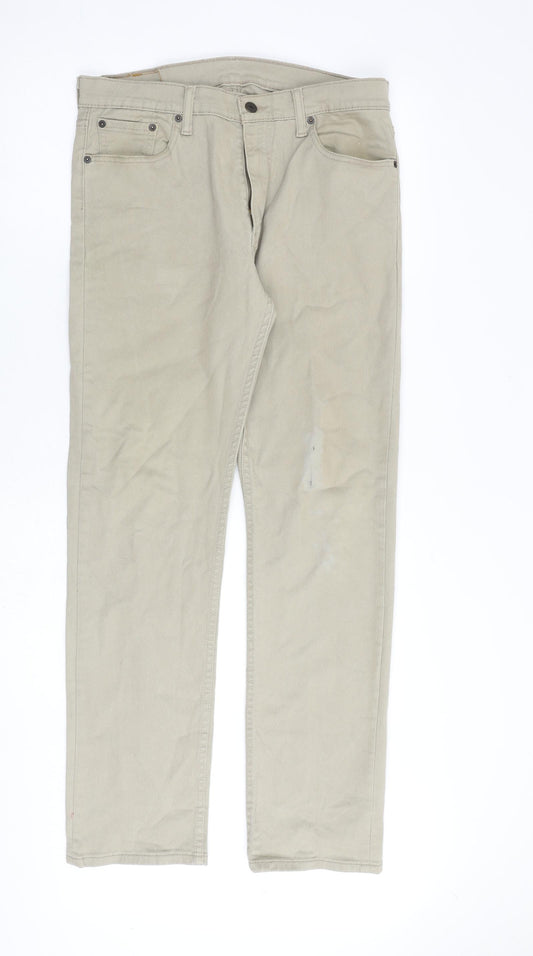 Levi's Mens Beige Cotton Straight Jeans Size 32 in L32 in Regular Zip