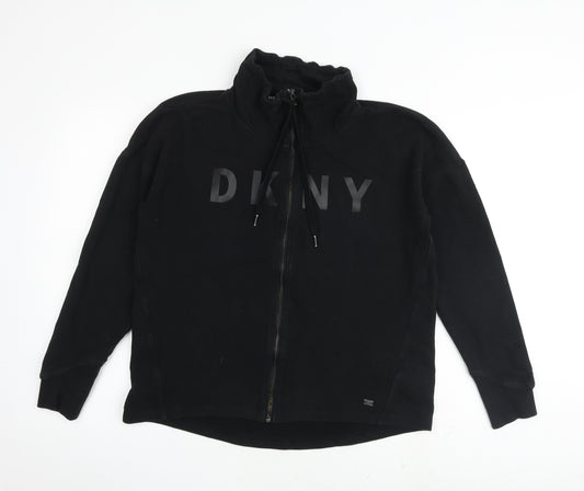 DKNY Womens Black Cotton Full Zip Sweatshirt Size M Zip
