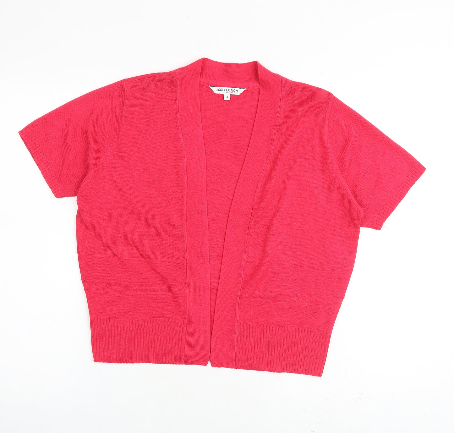 Debenhams Womens Pink V-Neck Acrylic Cardigan Jumper Size 14