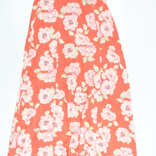 New Look Womens Pink Floral Viscose Swing Skirt Size 8 Button