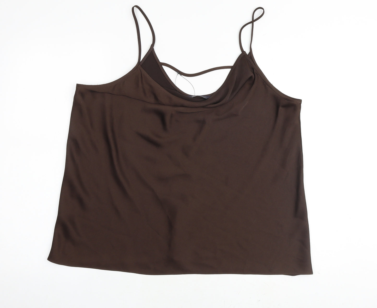 Marks and Spencer Womens Brown Polyester Camisole Tank Size 20 Round Neck