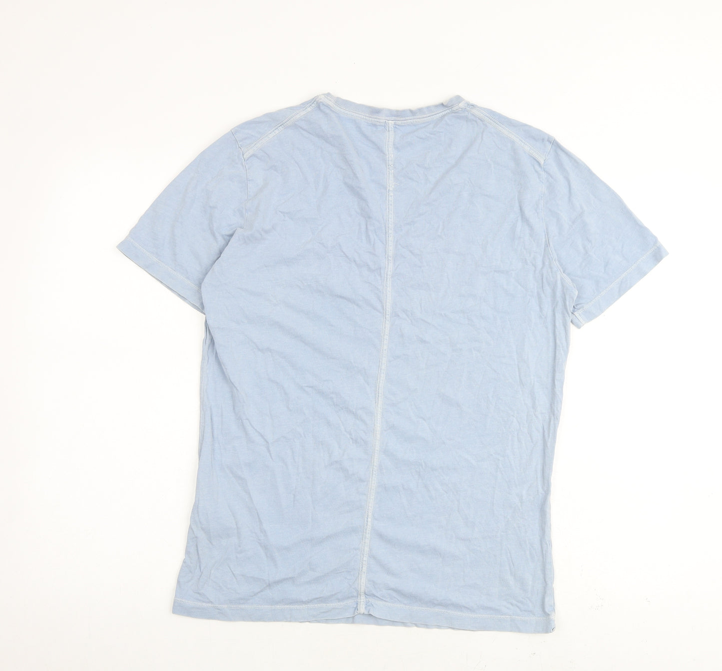 Jigsaw Mens Blue Cotton T-Shirt Size S Round Neck
