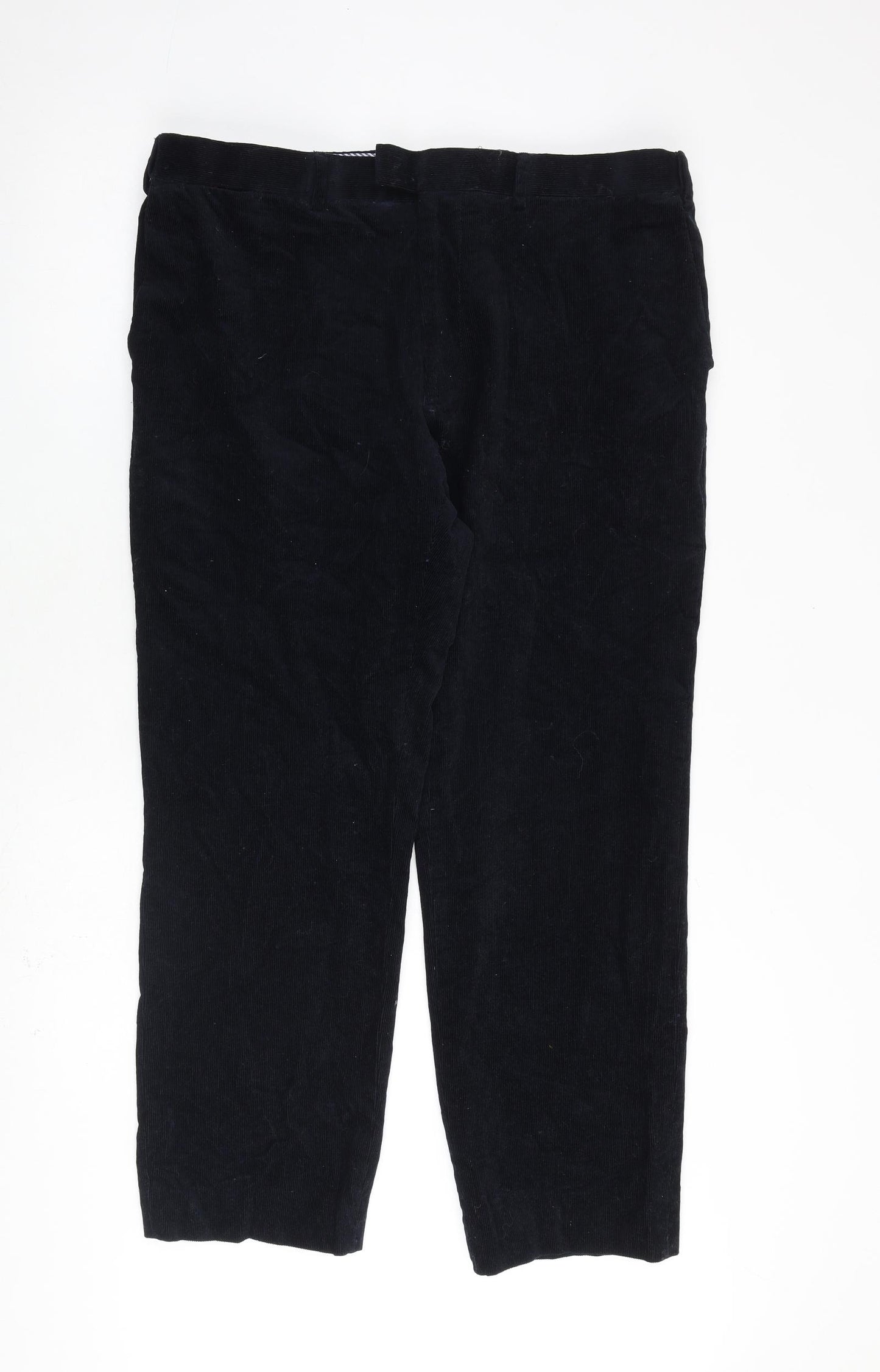 Marks and Spencer Mens Blue Cotton Dress Pants Trousers Size 38 in L31 in Regular Zip