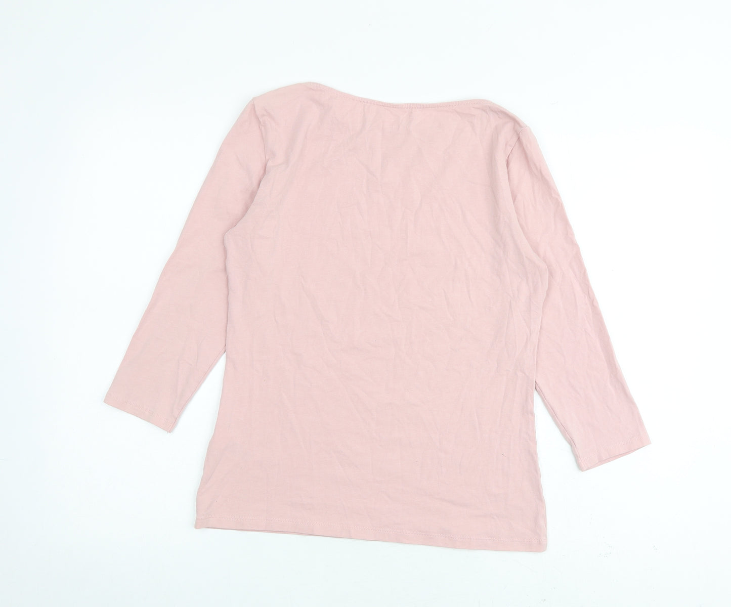 Marks and Spencer Womens Pink Cotton Basic T-Shirt Size 12 Round Neck