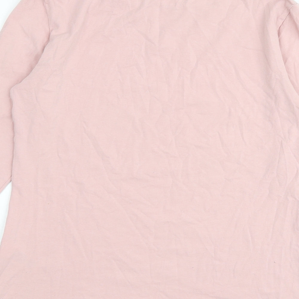 Marks and Spencer Womens Pink Cotton Basic T-Shirt Size 12 Round Neck