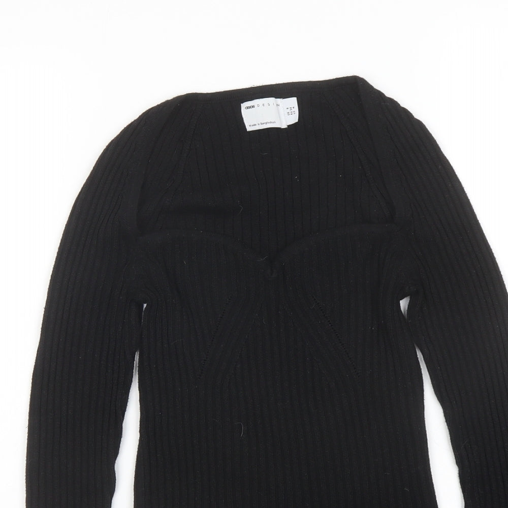 ASOS Womens Black Square Neck Polyester Pullover Jumper Size 8