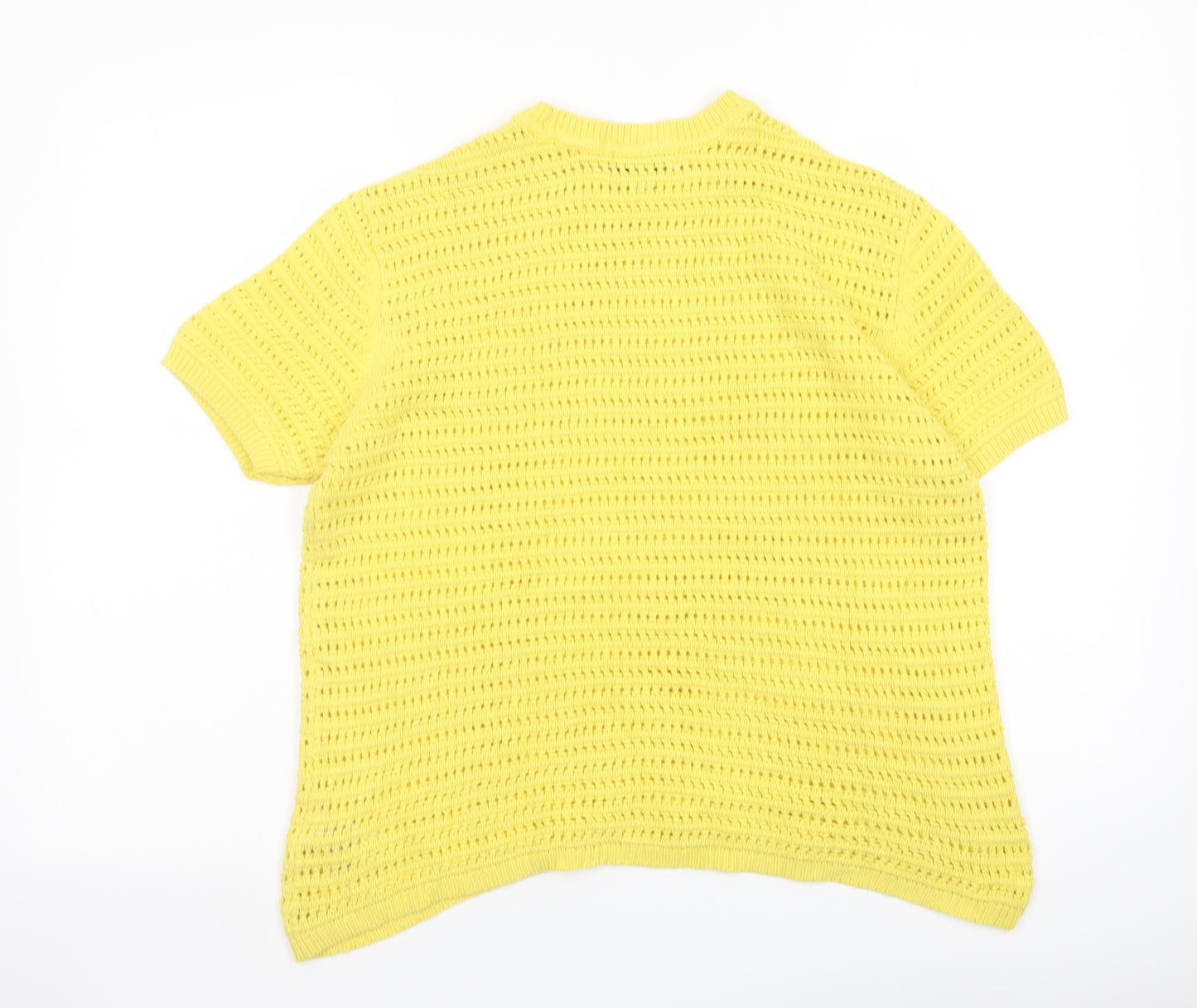 Marks and Spencer Womens Yellow Crew Neck Cotton Pullover Jumper Size M