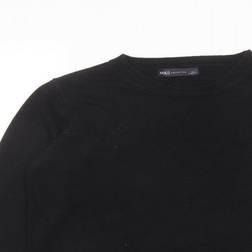 Marks and Spencer Womens Black Round Neck Acrylic Pullover Jumper Size 12