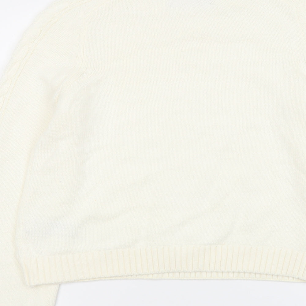 Marks and Spencer Womens Ivory Crew Neck Cotton Pullover Jumper Size XS