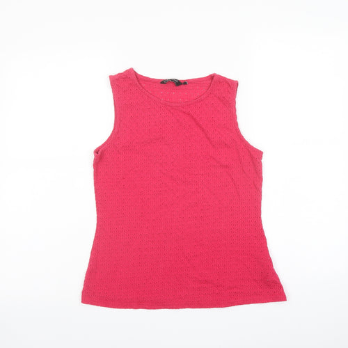 New Look Womens Pink Polyester Basic Tank Size 10 Round Neck