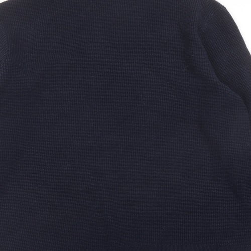 Marks and Spencer Mens Blue Crew Neck Polyester Pullover Jumper Size L Long Sleeve