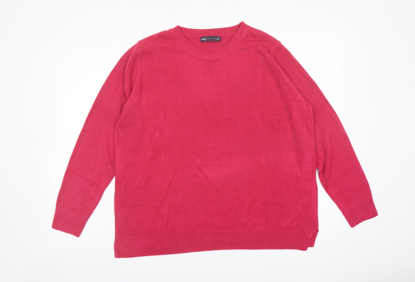 Marks and Spencer Womens Pink Round Neck Acrylic Pullover Jumper Size 20