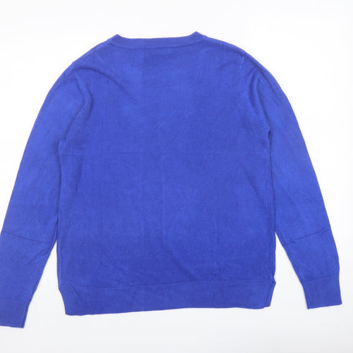 Marks and Spencer Womens Blue Round Neck Acrylic Pullover Jumper Size 14
