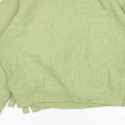 Marks and Spencer Womens Green V-Neck Cotton Wrap Jumper Size S