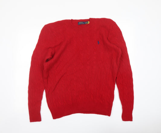 Polo Ralph Lauren Mens Red Crew Neck Wool Pullover Jumper Size XL Long Sleeve