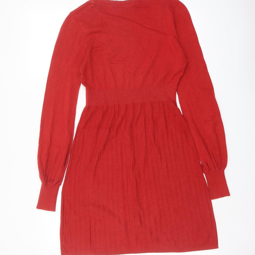 Dorothy Perkins Womens Red Cotton A-Line Size 8 Round Neck Pullover