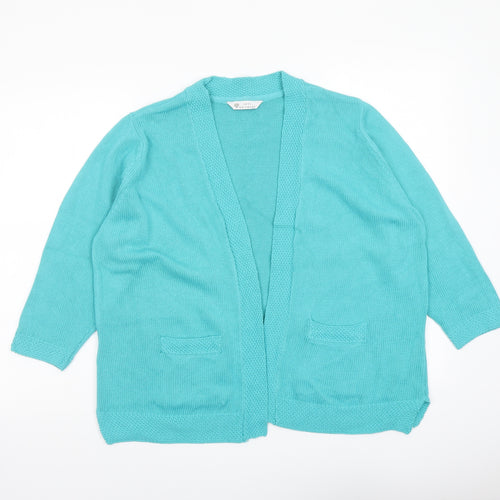 BHS Womens Blue V-Neck Cotton Cardigan Jumper Size 20