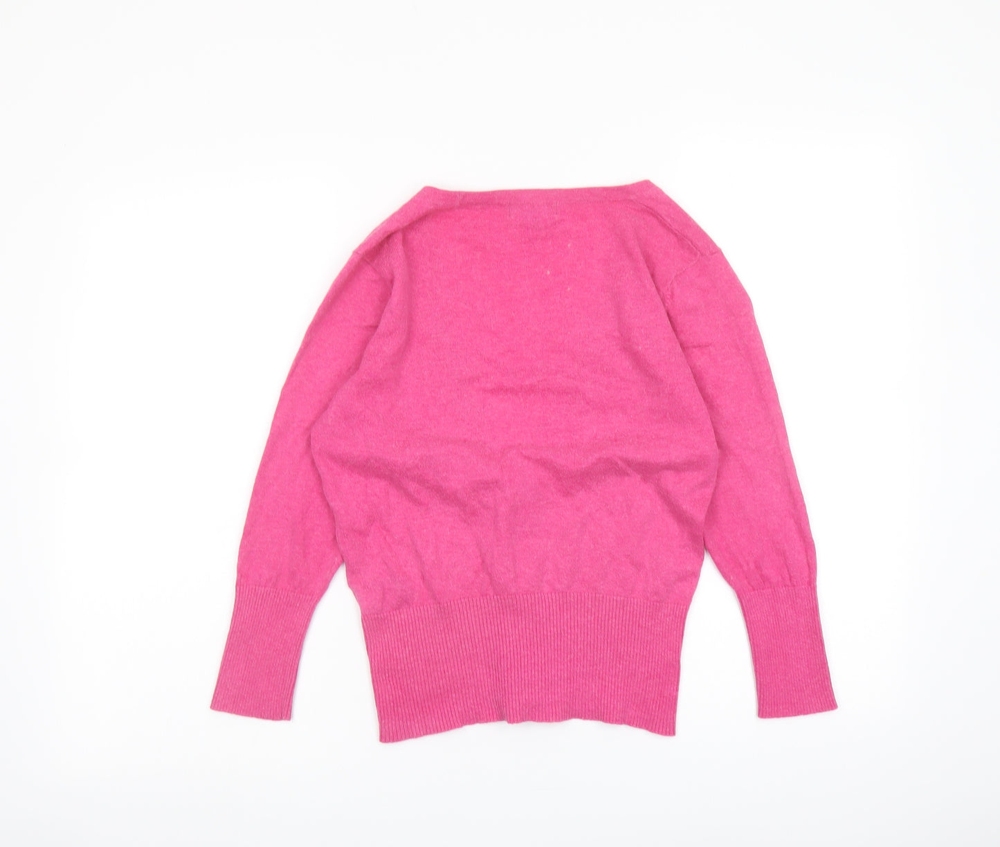 NEXT Womens Pink V-Neck Cotton Cardigan Jumper Size 12
